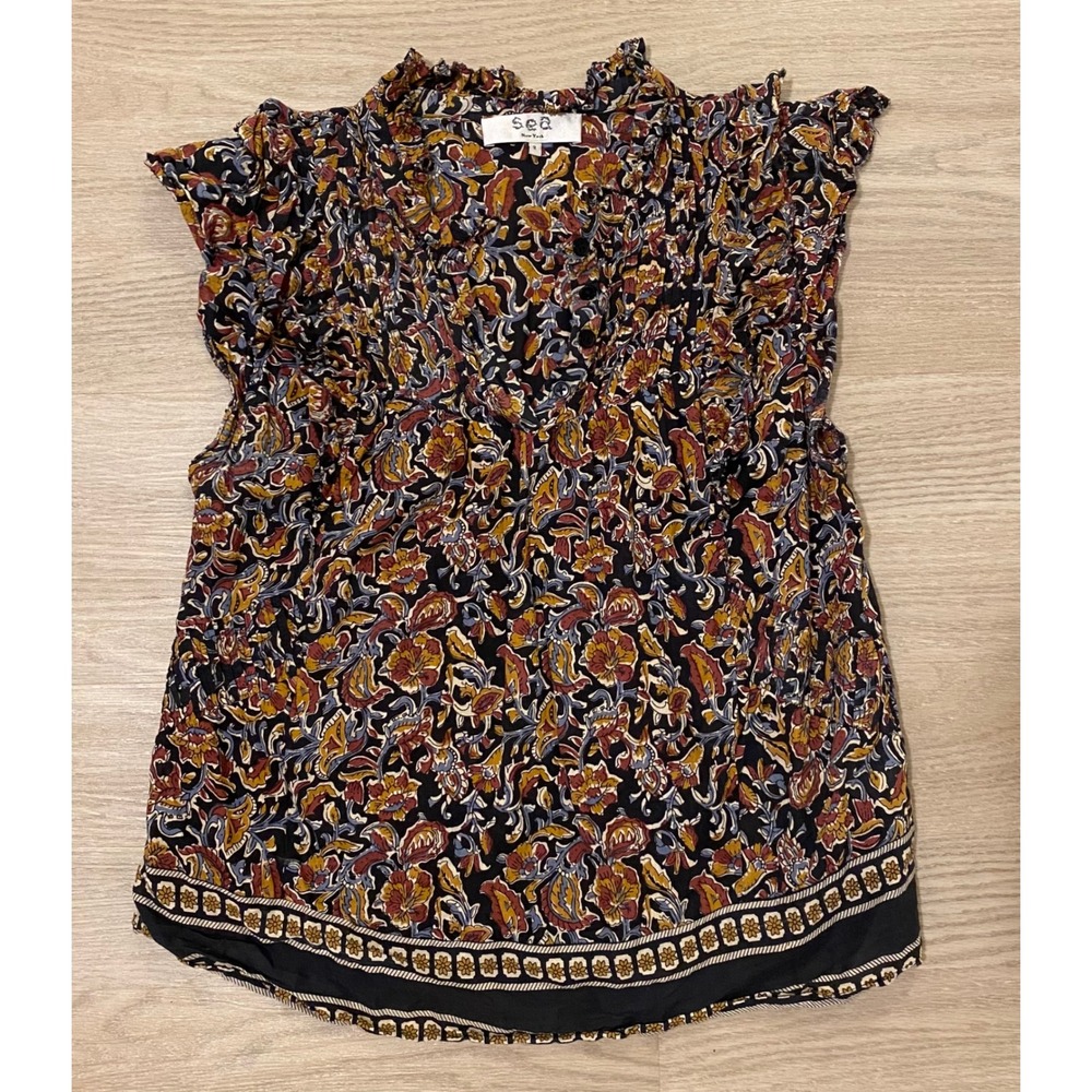 Sea New York Flutter Sleeve Top 2 Walker Print Paisley Floral Boho Peasant